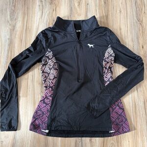 PINK Victoria's Secret Black Quarter-Zip with White Logo